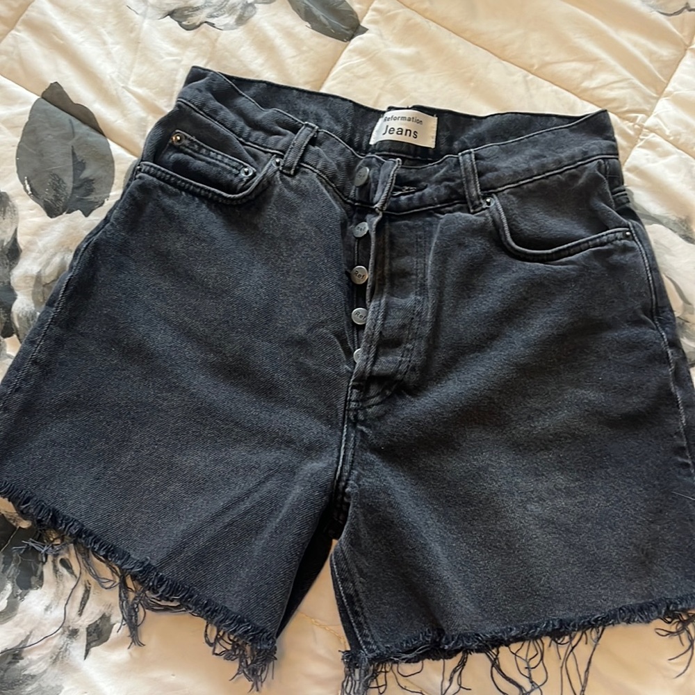 Reformation black denim cutoff shorts